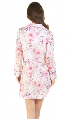 La Marquise 100% Combed Cotton Button Through Floral Print Nightshirt